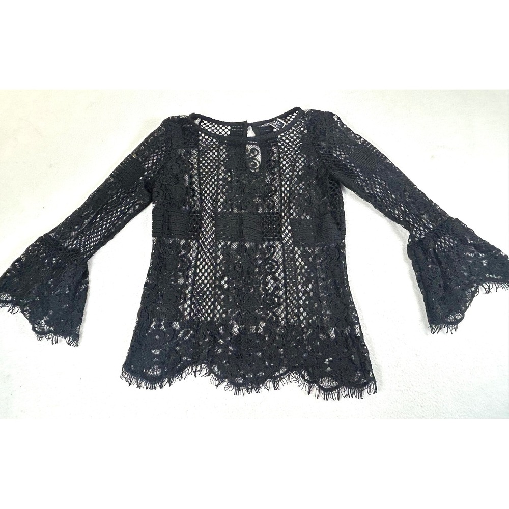 Nicole Miller Lace Top Women XS Black Whimsigoth